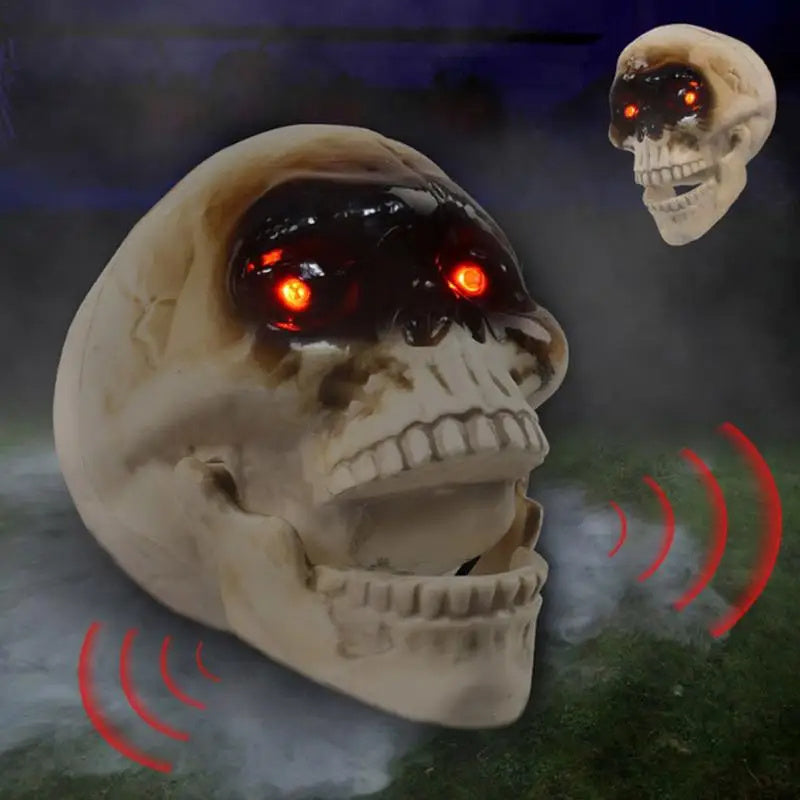 Animated Floating Skeleton Decorations Realistic Halloween Skull Heads Halloween Decorations Scary Sound Spooky Decoration Ease Works