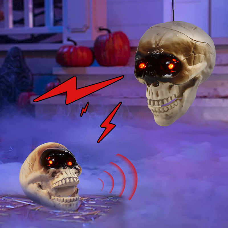 Animated Floating Skeleton Decorations Realistic Halloween Skull Heads Halloween Decorations Scary Sound Spooky Decoration Ease Works