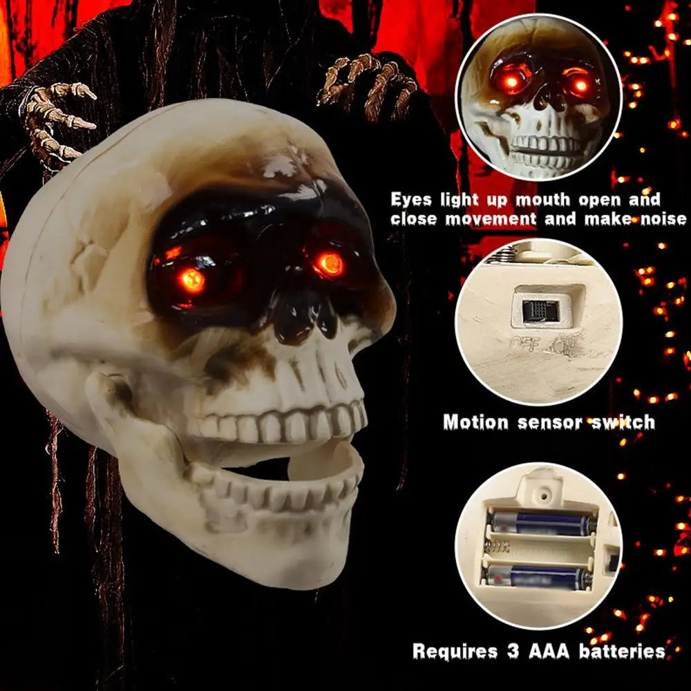 Animated Floating Skeleton Decorations Realistic Halloween Skull Heads Halloween Decorations Scary Sound Spooky Decoration Ease Works