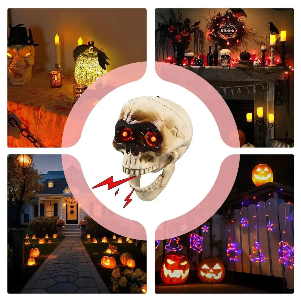 Animated Floating Skeleton Decorations Realistic Halloween Skull Heads Halloween Decorations Scary Sound Spooky Decoration Ease Works