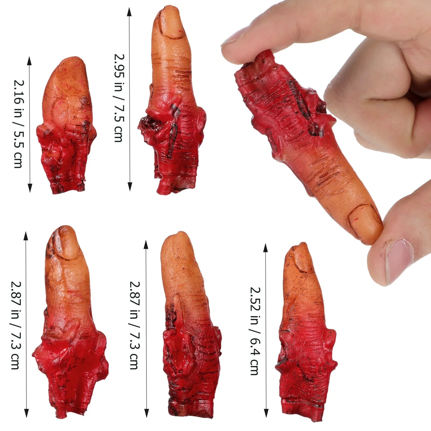 10pcs Halloween Finger Bloody Severed Finger Broken Body Part Party Hanging Ornament Horror Prank Prop Halloween Supplies Dark Ease Works