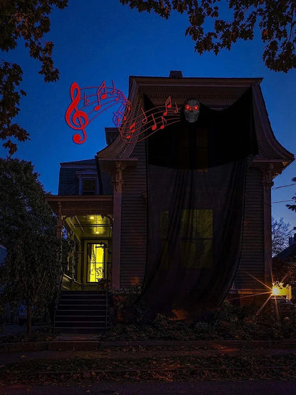 1pcs Halloween decorations, ghosts hanging ghosts, flying yarn ghosts with skull masks, lights and scary sounds. Ease Works