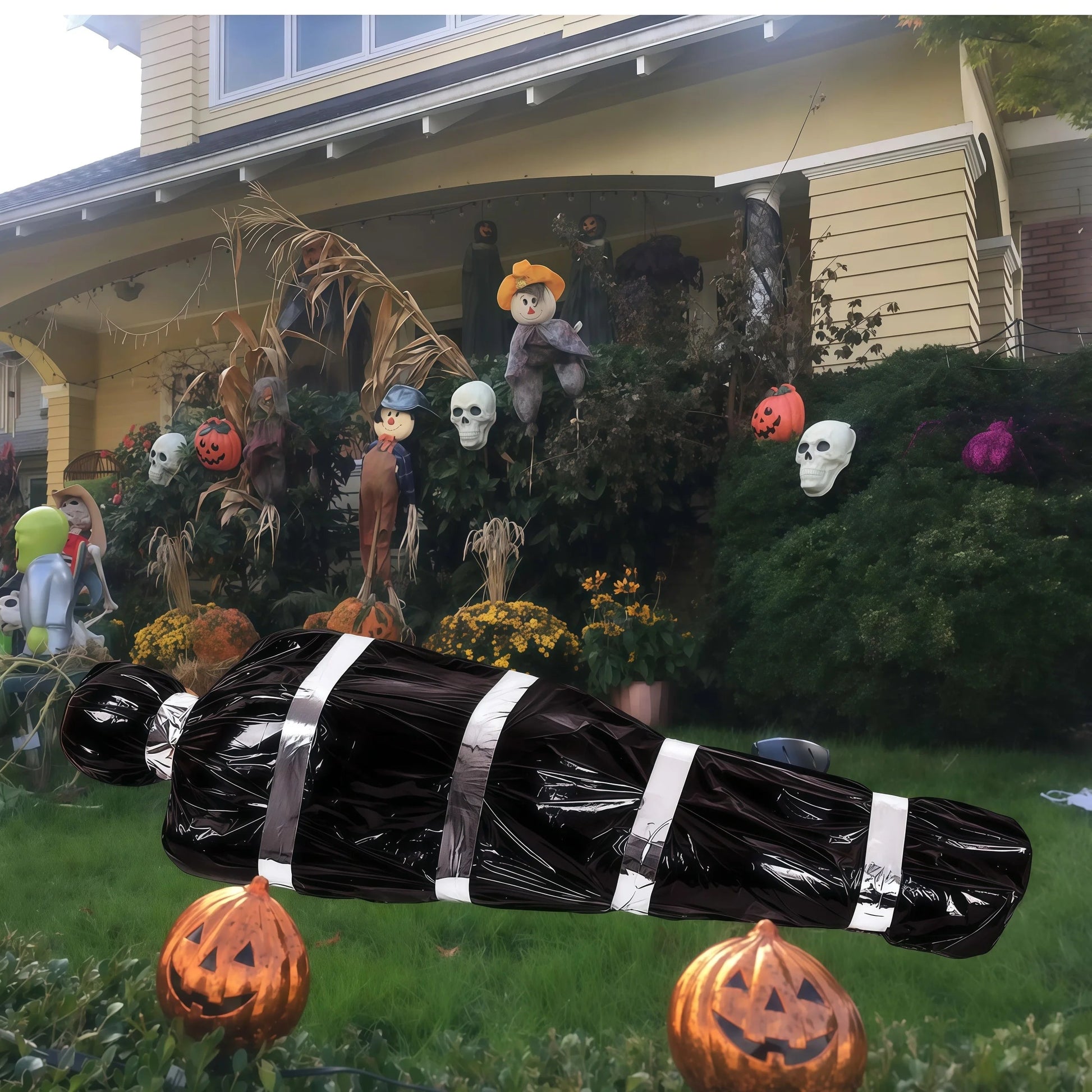 150cm/5ft Hanging Corpse Dead Victim Props, Scary Haunted Creepy House Halloween Decorations, Outdoor Halloween Yard Decorations Ease Works