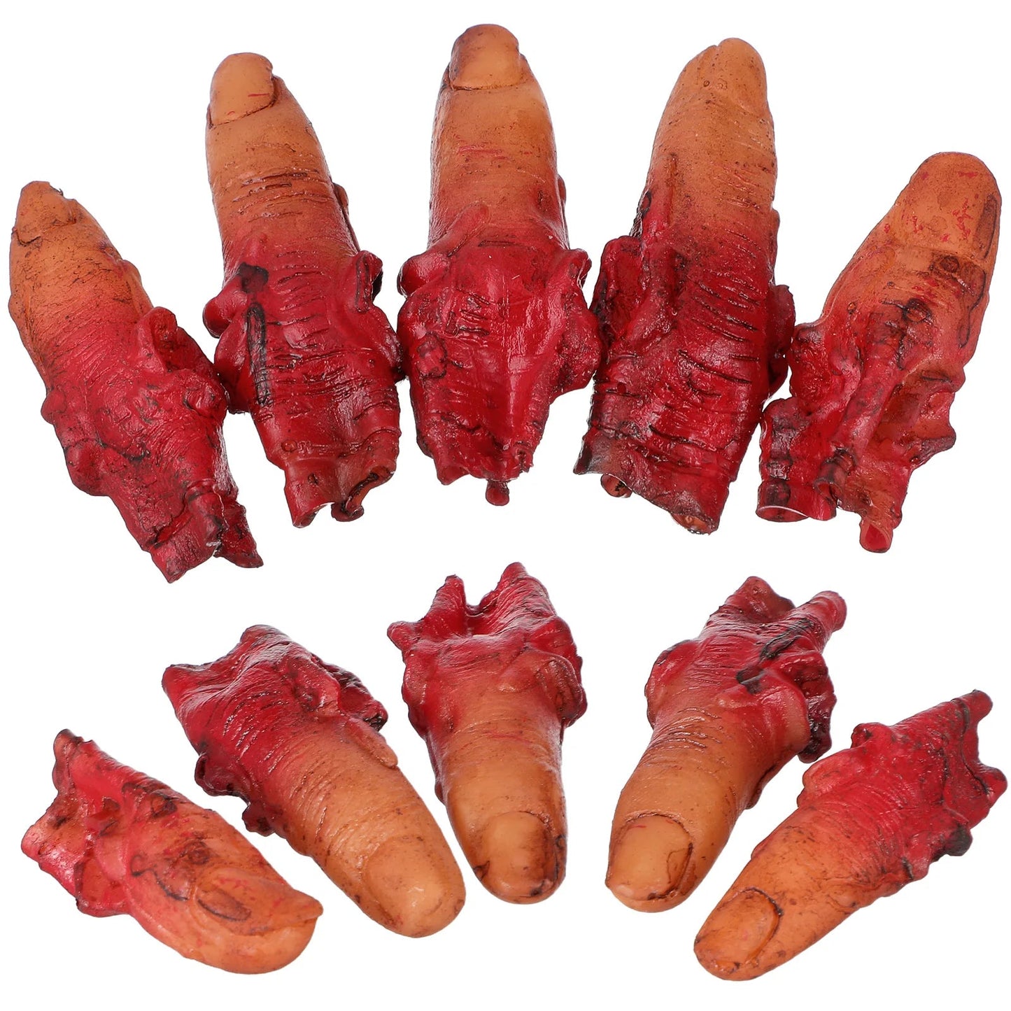 10pcs Halloween Finger Bloody Severed Finger Broken Body Part Party Hanging Ornament Horror Prank Prop Halloween Supplies Dark Ease Works
