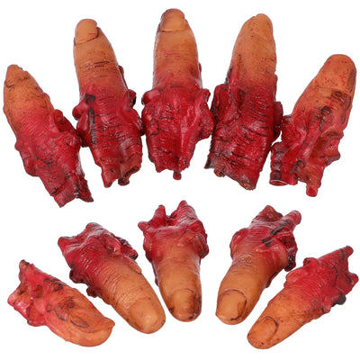 10pcs Halloween Finger Bloody Severed Finger Broken Body Part Party Hanging Ornament Horror Prank Prop Halloween Supplies Dark Ease Works