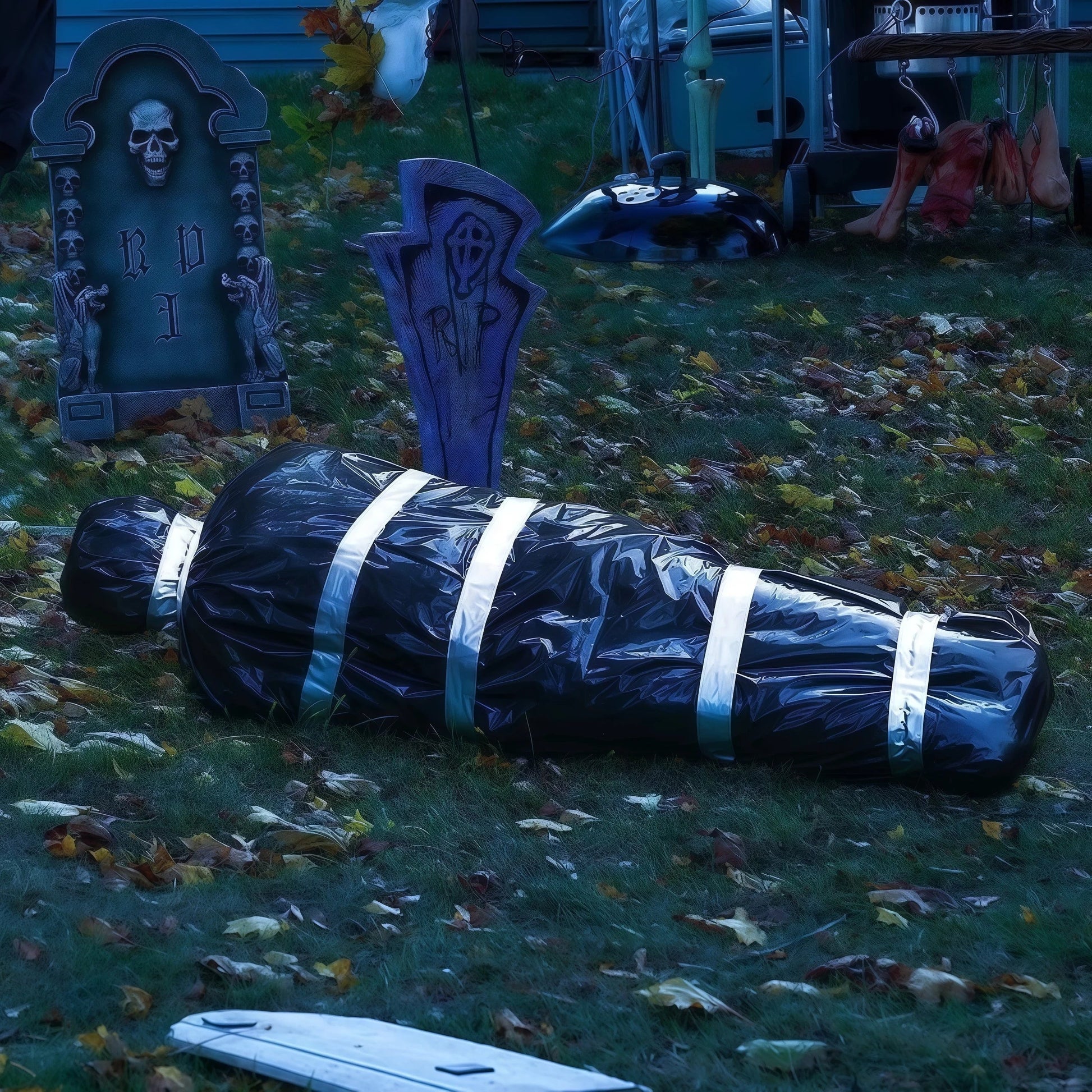 150cm/5ft Hanging Corpse Dead Victim Props, Scary Haunted Creepy House Halloween Decorations, Outdoor Halloween Yard Decorations Ease Works