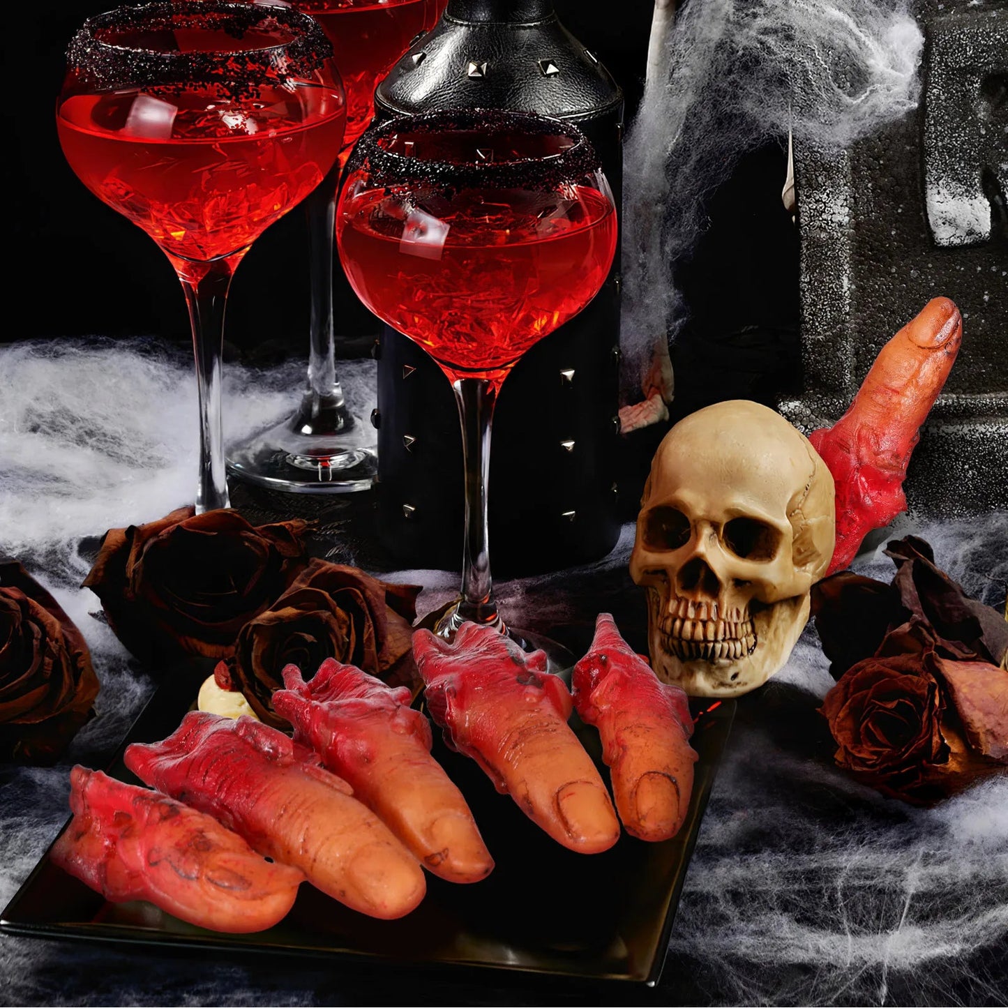 10pcs Halloween Finger Bloody Severed Finger Broken Body Part Party Hanging Ornament Horror Prank Prop Halloween Supplies Dark Ease Works