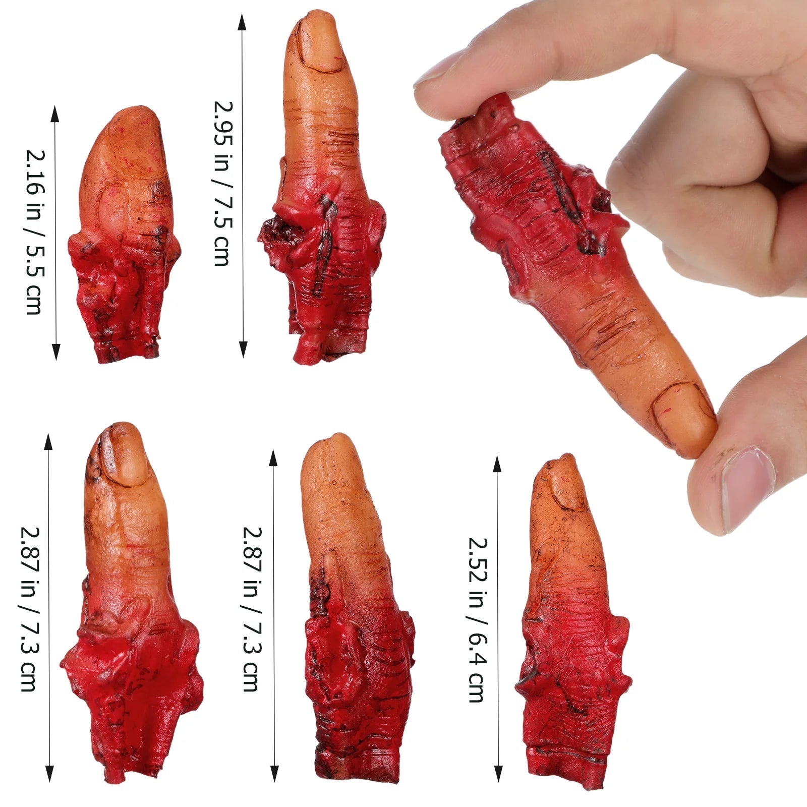 10pcs Halloween Finger Bloody Severed Finger Broken Body Part Party Hanging Ornament Horror Prank Prop Halloween Supplies Dark Ease Works