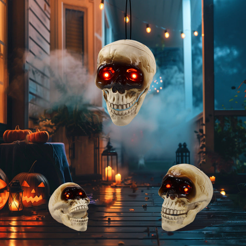 Animated Floating Skeleton Decorations Realistic Halloween Skull Heads Halloween Decorations Scary Sound Spooky Decoration Ease Works